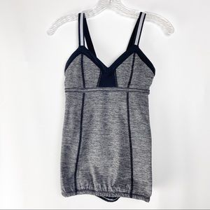 Lululemon Tank black and grey cinched waist reflective straps - small zip pocket